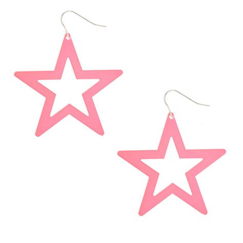 Neon Pink Star Drop Earrings Accessories Png, Star Drop Earrings, Jewelry Star, Funny Earrings, Y2k Accessories, Earrings Star, Funky Earrings, Pink Star, Earrings Inspiration