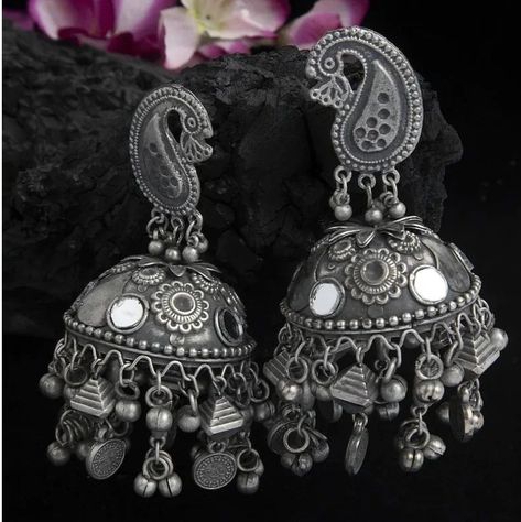 Discover Glamaya's Chic Lightweight Oxidised Black Jhumka Earrings at just ₹449.00! 🛍️ Up to 85% Off Storewide + Extra 15% Off with code SUMMERSALE15. 🎉 Free shipping across India. 📦 Cash on delivery option available. 💰 Shop now on glamaya.com! #glamaya #freeshipping #necklaces #jewelry #earrings #fashion #antiquejewelry #oxidizedjewelry #jhumkas #jhumka #jewellerydesign #onlinejewellery #trendy #handmadejewelry #indianwedding #indianjewelry #indianbridaljewellery #finejewellery #oxidisedea... Black Jhumka, Oxidised Jhumka, Silver Jhumkas, Indian Bridal Jewellery, Pretty Jewelry Necklaces, Fancy Sarees Party Wear, Light Weight Jewelry, Black Polish, Girly Accessories