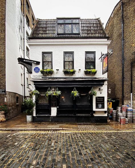 The Mayflower pub in Rotherhithe — one from our walk along the Thames Path today. The pub is very close to where the Mayflower set sail in… Thames Path, The Mayflower, London Photographer, Shop Windows, English Shop, Shop Fronts, The Pub, May Flowers, Set Sail