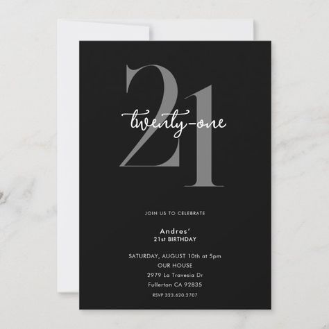 Create your own Invitation | Zazzle Invitation Card Design 21st Birthday, Black White Party Invitation, White And Black Invitations, All Black Affair Invitations, 21 Invitations Design, 21st Birthday Party Invitations Ideas, Fiestas Black And White, Black And White Invitations Birthday, Black And White 21st Birthday Party