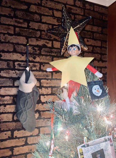 Elf On Christmas Tree, Christmas Tree Elf On The Shelf, Elf On The Shelf Christmas Tree, Shelf Christmas Tree, Elf 2024, Easy Elf On The Shelf, Elf Tree, Easy Elf, Awesome Elf On The Shelf Ideas