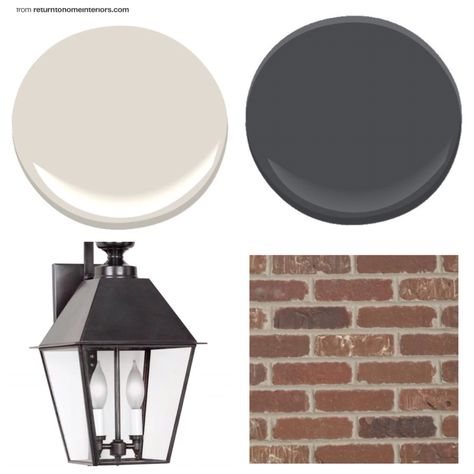 Option 1 for exterior paint with brick accents and our new lanterns- use same brick on entry way and on bottom of columns- gate Exterior Paint With Brick, Column Ideas, Grey Exterior House Colors, Window Shutters Exterior, Brick Columns, Best Exterior Paint, Window Trim Exterior, House Trim, Exterior Paint Colors For House