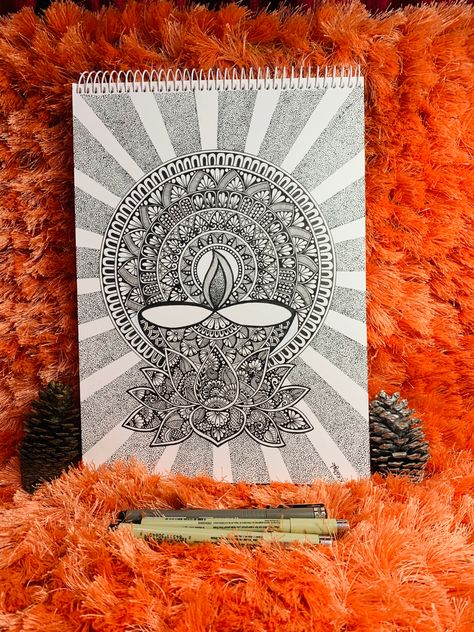 Diwali Mandala Art Ideas, Diwali Sketch, Diwali Mandala Art, Diwali Drawing Ideas, Drawing Ideas Mandala, Mandala Art Ideas, Diwali Mandala, Creative Mandala, Diwali Painting