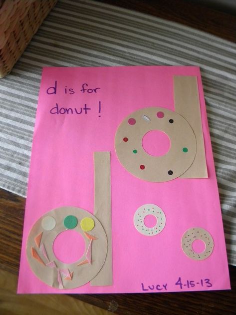 D is for donut D Is For Donut, Preschool Alphabet Letters, Letter D Crafts, Preschool Letter Crafts, Alphabet Crafts Preschool, Abc Crafts, Alphabet Letter Crafts, Abc Activities, Alphabet Crafts