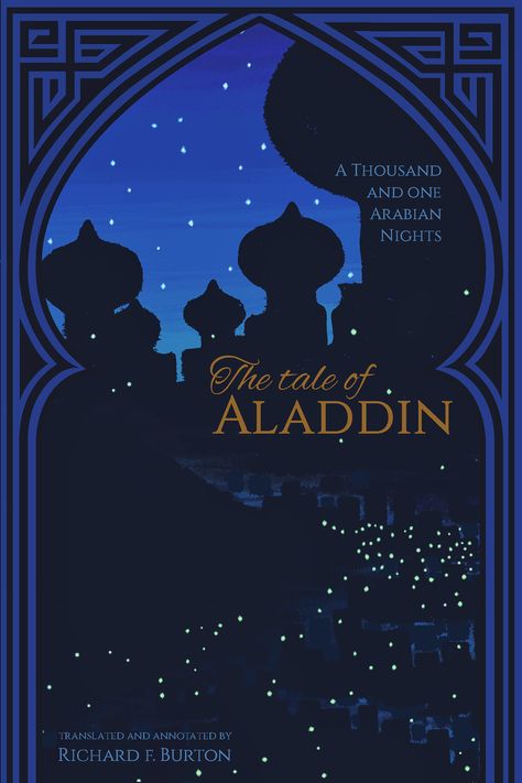 Aladdin Book Design (Front/Back Covers, Pages) on Behance Aladdin Poster Vintage, Arabian Nights Book Cover, Arabian Poster Design, Arabian Graphic Design, Aladdin Illustration, Arabian Illustration, Aladdin Poster, Aladdin Arabian Nights, Arabian Design