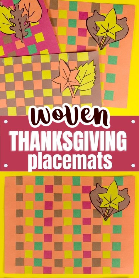 The kids will love making these handmade woven placemats for your Thanksgiving table this year. Thanksgiving Placemats Kids Diy, Kids Thanksgiving Placemats Craft, Diy Placemats For Kids, Diy Thanksgiving Placemats, Thanksgiving Placemats Kids, Placemat Crafts, Thanksgiving Table Crafts, Thanksgiving Placemat, Placemats For Kids