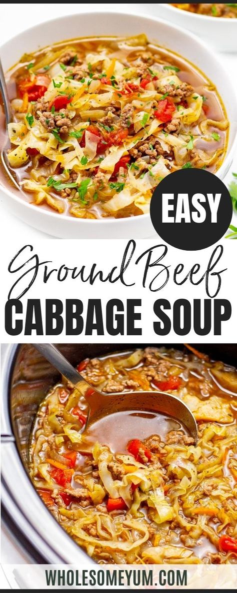 Ground Beef Cabbage Soup, Cabbage Soup With Ground Beef, Cabbage Hamburger Soup, Best Cabbage Soup, Ground Beef Cabbage, Beef Cabbage Soup, Cabbage Soup Diet Recipe, Ground Beef And Cabbage, Dinner Soup