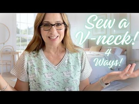 Sew a V-Neck - 4 WAYS! - YouTube Clothing Refashion, Refashion Clothes, V Neck Tee, From Scratch, Round Neck, Pajamas, The Creator, Turn Ons, V Neck