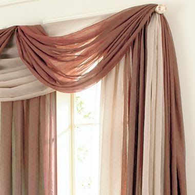 How To Drape Curtains, Scarf Valance Ideas, Scarf Curtains, Valance Ideas, Scarf Valance, Aqua Kitchen, Window Scarf, Swag Curtains, Window Sheers