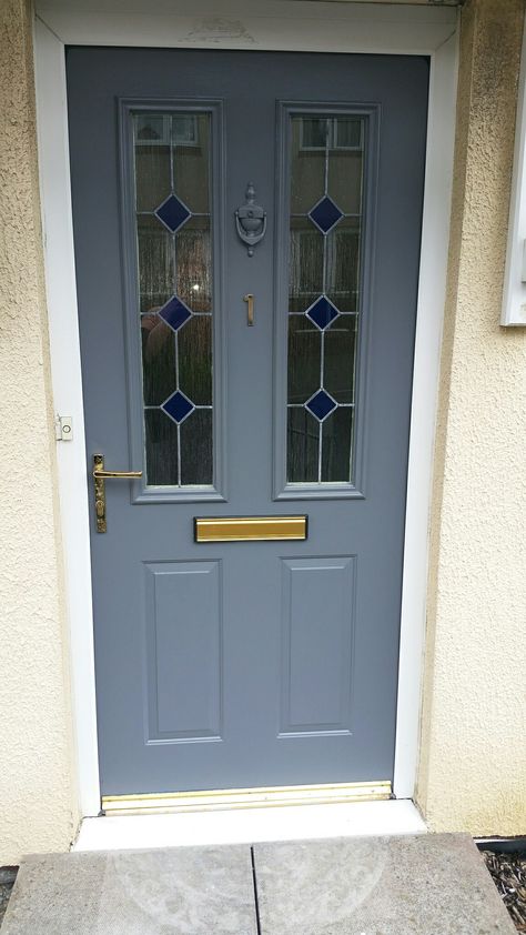 Dulux gallant grey Agate Grey Cottage Door, Dulux Gallant Grey, Light Grey Composite Front Door, French Grey Composite Front Door, Dark Grey Front Door, Gray Front Door, Grey Stone House, Agate Grey Composite Front Door, Dulux Grey