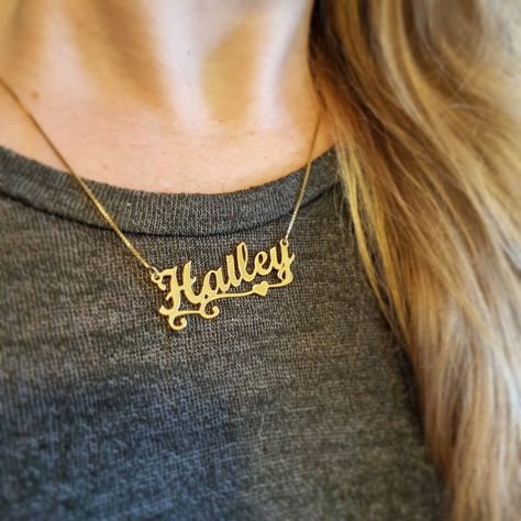 Hailey Name, Rocky Handsome, Name Locket, Name Chain, Name Plate Necklace, Luck Necklace, Delicate Choker, Locket Design, Good Luck Necklace