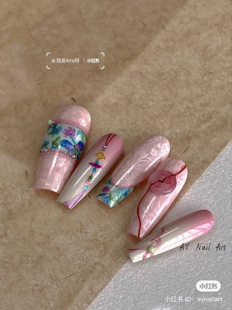 Japanese Art Nails, Rave Nails, Engagement Nails, Fantasy Nails, Vintage Nails, Nail Design Inspiration, Cherry Earrings, Really Cute Nails, Nail Art Videos