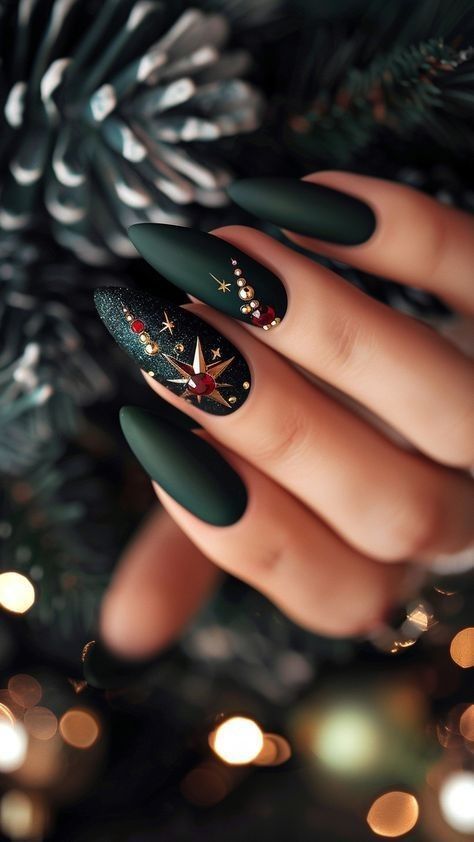 Moody Winter Nails, Dark New Years Nails, Matte Holiday Nails, Matte Winter Nails, Matte Christmas Nails, Fruit Nail Designs, Christmas Gel, December Nails, Red Christmas Nails