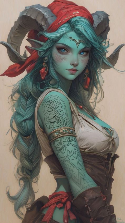 Cute D&d Characters, Qunari Female, Dnd Female Tiefling, Tiefling Woman, Firbolg Female, Female Tiefling, Dnd Firbolg Female, Teifling Dnd Art Female, Firbolg Woman Dnd