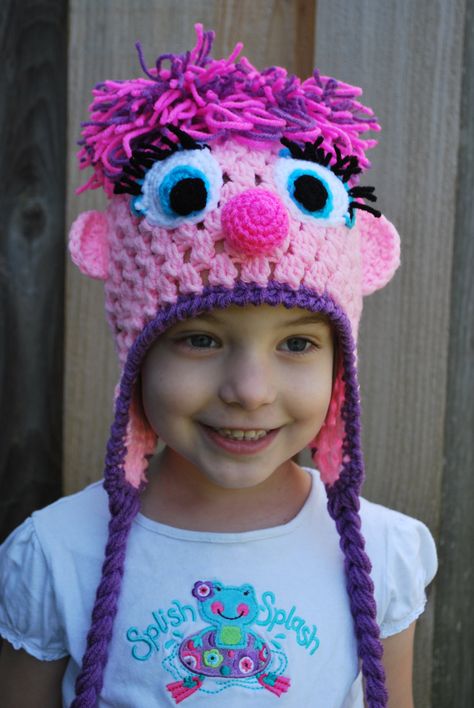 Pink Puppet Crochet Character Hat. $45.00, via Etsy. Crochet Santa Hat Free Pattern, Beanie With Ear Flaps, Crochet Santa Hat, Crochet Character Hats, Abby Cadabby, Crochet Kids Hats, Crochet Santa, Red Beanie, Crochet Knit Hat