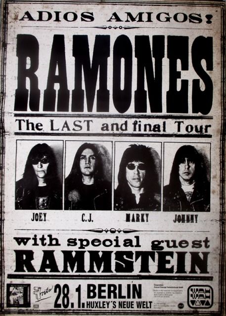 Ramones Poster, Concert Promotion, Pet Cemetary, 2000s Posters, House Of Pain, The Ramones, Joey Ramone, Punk Poster, Band Poster