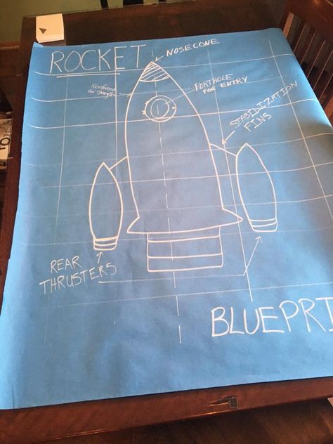 Large Rocket Ship, Space Dinner Theme, Space Camp Decorations, Diy Space Decor, Vbs Space Theme Decorations, Stellar Vbs 2023 Decorations, Space Decorations Galaxy, Rocket Blueprint, Vbs Stellar