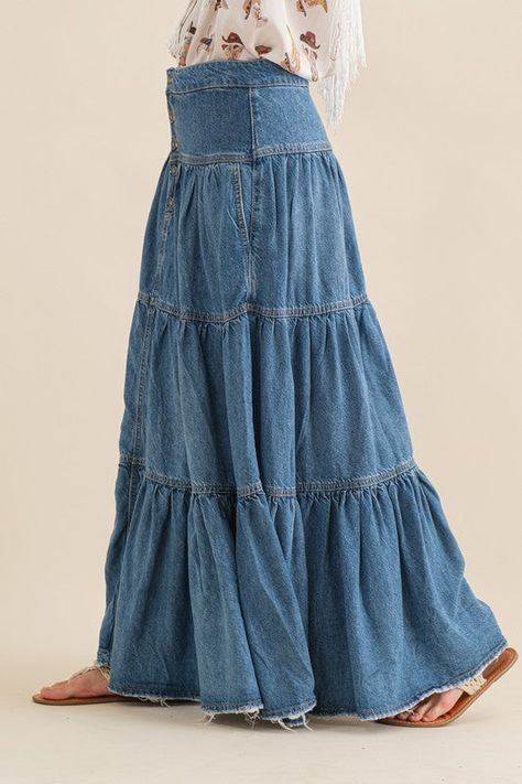 Denim maxi skirt