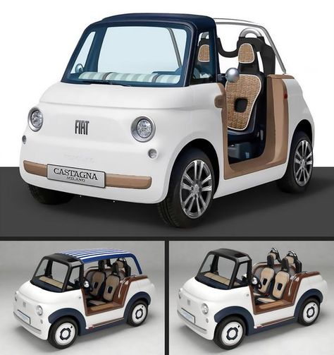 Story Cars on Instagram: "🏖️ 2024 Fiat Topolino Spiaggina by Castagna Milano 🏖️ Just in time for summer, the Italian carrozzeria is offering a beach car based on Fiat’s tiny electric quadricycle, the Topolino. The Spiaggina comes in standard or extended versions, with an additional 30 cm added at the rear for improved carrying capacity in the extended version. The conversion costs €25,000 for the standard length and €35,000 for the long-tail version. • • Visit www.Story-Cars.com • • #storycars #conceptcar #conceptcars #prototype #fiat #fiattopolino #fiattopolinospiaggina #castagnamilano  📸/📚: Fiat" Electric Car Design, Three Wheel Scooters, Fiat Cars, Beach Cars, Tiny Cars, Motor Scooters, Car Projects, Mini Car, City Car