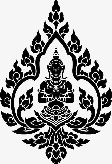 thailand,buddha,black,pattern,material,thai pattern,thai Buddhist Flag, Tibetan Tattoo, Cambodian Art, Thai Design, Art Buddha, Prints Black And White, Thai Pattern, Karma Yoga, Thailand Art