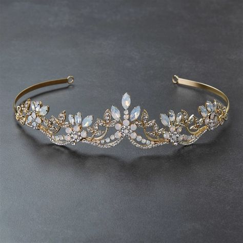 Winter Wedding Tiara, Wedding Headpiece Tiara, Wedding Tiara Gold, Wedding Crown Gold, Crown For Wedding Brides, Quince Tiaras, Fantasy Tiara, Gold Tiara Wedding, Gold Bridal Tiara