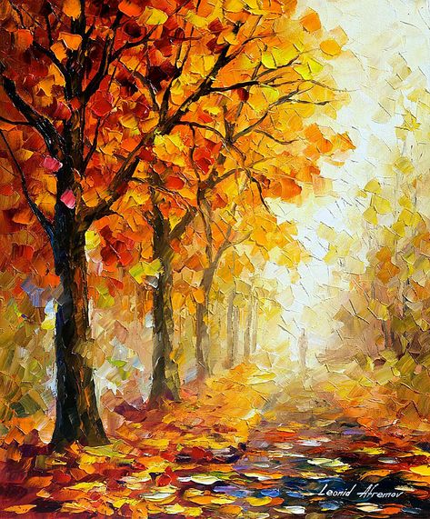 Leonid Afremov, Autumn Palette, Orange Wall Art, Hur Man Målar, Palette Knife Painting, Autumn Painting, Contemporary Fine Art, Autumn Landscape, Autumn Art