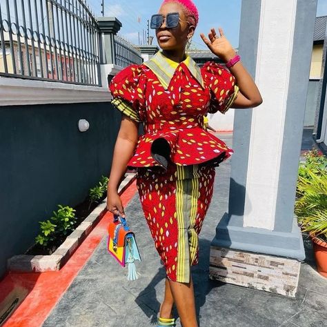 Peplum Top And Skirt, Ankara Skirt And Blouse Styles, Skirt And Blouse Styles, Africa Continent, Long Gown Styles, Ankara Long Gown, Stylish Naija, Popular Fabric, Ankara Long Gown Styles