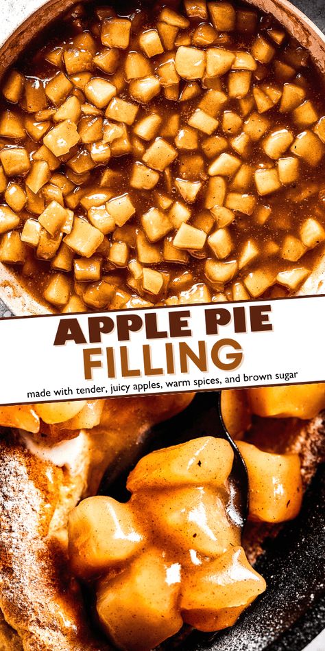 This easy Apple Pie Filling is made with tender, juicy apples, warm spices, and brown sugar. It’s a classic recipe you'll use again and again. Easy Apple Pie Filling, Crust Designs, Apple Pie Filling Recipes, Fall Eats, Apple Pie Recipe Easy, Recipes Fruit, Homemade Apple Pie Filling, Canned Apple Pie Filling, Brown Sugar Recipes