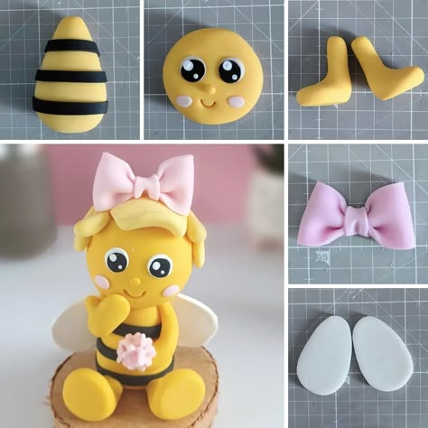 Alex Mazur (@alex.mazur_cakes) • Zdjęcia i filmy na Instagramie Bee Fondant, Bee Cake, Bee Birthday Cake Topper, Birthday Cake Bumblebee, Bee Maya Cake, How To Make Fondant Bumble Bees, Cake Decorating Courses, Diy Bouquet Wrap, Fondant Figures Tutorial