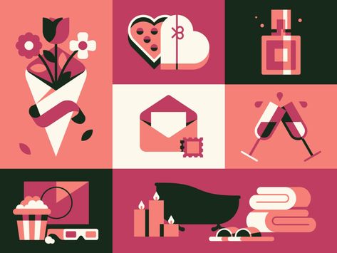 Valentine's day by Daniel Eidi on Dribbble Valentine Graphic Design, Valentine's Day Illustration, Valentines Design, Editorial Illustration, Pin Collection, Geometric Design, Special Day, Valentine Gifts, Creative Professional