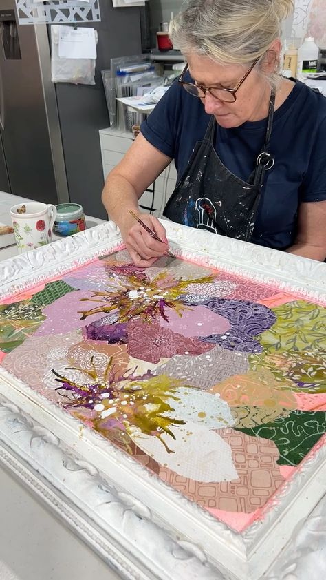 Leanne Daquino | Floral Abstract Artist (@leannedaquinoart) • Instagram photos and videos Geli Print, Gelly Plate, Abstract Flower Paintings, Gelli Printing Techniques, Gel Prints, Abstract Art Quilt, Music Room Art, Gelli Printing Art, Botanical Collage