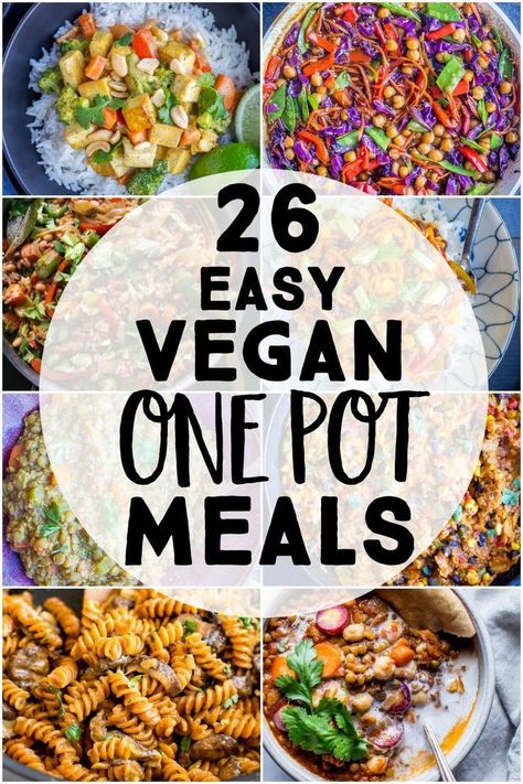 Vegan One Pot Meals, One Pot Vegan Meals, Vegan Recipes Videos, Easy Vegan Dinner, Easy One Pot Meals, Vegan Meal Prep, Diet Vegetarian, Recipes Vegan, Meals Recipes