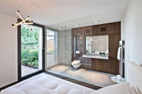 Open Plan Bathroom Bedroom, Open Plan Bedroom Ensuite, Open Concept Bathroom, Open Plan Bathrooms, Ensuite Bathroom Designs, Ensuite Design, Bedroom Ensuite, Open Bathroom, Bedroom With Bath