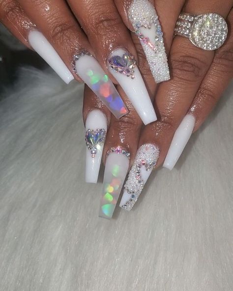 Encapsulated Glitter Nails, Encapsulated Nails, Glitter Nails Acrylic, Beautiful Nail Designs, Baddie Hairstyles, Heart Nails, Matte Nails, Valentines Nails, Holiday Nails