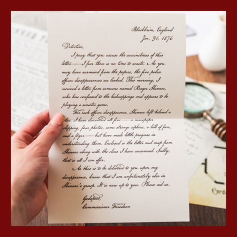 Blackbrim starts off with this wax-sealed letter from Commissioner Farodson 🔎 The font used for Farodson's handwriting is based off of Timothy Matlack's, who was chosen to inscribe the original United States Declaration of Independence based on his excellent penmanship 👌 Sealed Letter, The Font, Declaration Of Independence, Handwriting, The Original, Wax, Place Card Holders, United States, Personalized Items