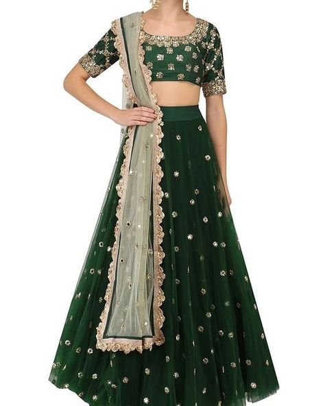 For order booking email Mehendi Outfits, Green Lehenga, Net Lehenga, Red Lehenga, Patiala Salwar, Designer Lehenga Choli, Net Fabric, Indian Wedding Outfits, Green Sequins