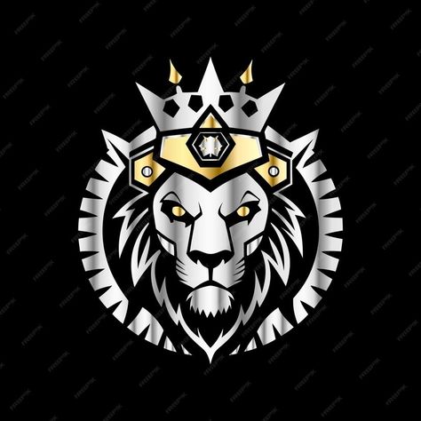 Premium Vector | Lion head with crown on black background Luxury lion head logo template Lion head with crown and g Lion Head With Crown, Lion Head Logo, Background Luxury, Lion Vector, Black Lion, Lion Head, Logo Templates, Black Background, Premium Vector