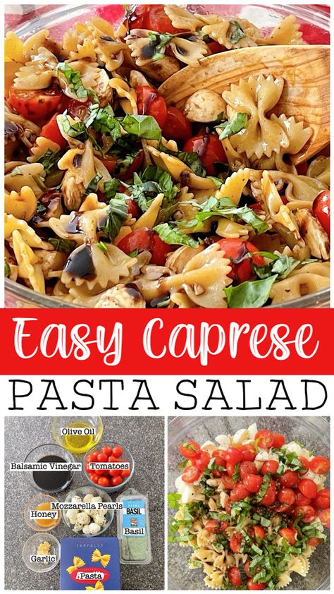 Inspired by classic caprese, this Caprese Pasta Salad merges luscious mozzarella cheese, juicy tomatoes, bowtie pasta, and aromatic basil leaves into a delightful summer salad. Its simplicity and elegance make it an irresistible Italian salad option. Caprese Bowtie Pasta Salad, Pasta Salad Caprese, Caprice Salad, Bowtie Pasta Salad, Caprese Pasta Salad, Diy Easy Recipes, Caprese Pasta, Bowtie Pasta, Italian Salad