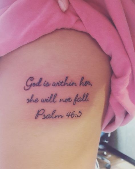 God Quotes Tattoos, Side Quote Tattoos, Tattoos For Women On Thigh, Tattoo Frases, Bible Quote Tattoos, Scripture Tattoos, Biblical Tattoos, Tattoo Quotes About Strength, Bible Tattoos