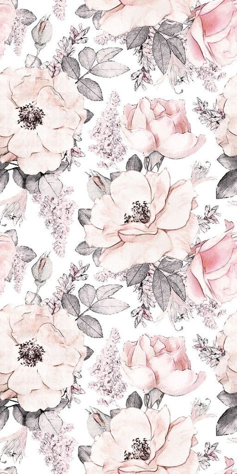 A seamless Decor2Go Wallpaper Mural featuring soft pink roses Grey And Pink Flowers, Drawn Flowers Wallpaper, Soft Floral Wallpaper, Wallpaper Seamless Texture, Pink And Grey Wallpaper, Printable Backgrounds, Pink Drawing, Pink Floral Wallpaper, Wallpaper Background Design