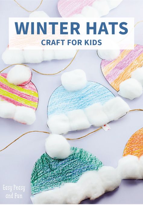 Your kids will love decorating this Winter Hat Craft with a variety of paints and unique patterns. Wonderfully colorful—and easy—this winter-themed project will add the perfect festive touch to your home. Winter Hat Activities Preschool, Warm Winter Hat For Outdoor Activities, Winter Wear Crafts Preschool, Winter Hat Art Project For Kids, Pictures Of Winter Kids Winter Hats Outlines, Winter Hat Craft, Easy Winter Crafts, Open Ended Art, Winter Pins