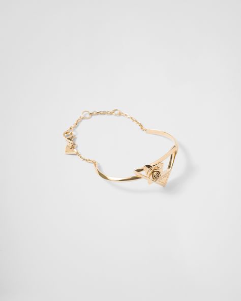 Lobster claw clasp Logo-engraved metal medallion Prada Bracelet, Bracelet Women Gold, Suede Bracelet, Prada Jewelry, Latest Bracelets, Porcelain Candle, Prada Collection, Engraved Metal, Prada Accessories