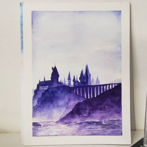 #yatm Favourite places part 2 #hogwarts #watercolor Hogwarts Watercolor Paintings, Harry Potter Abstract Art, Watercolor Harry Potter, Watercolor Hogwarts, Hogwarts Painting, Harry Potter Watercolor, The Colour Of Magic, Watercolor Art Landscape, Watercolor Sunset