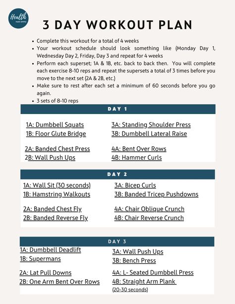 free 3 day workout plan with videos Workout Schedule 2 Days A Week, 3 Days Per Week Workout Plan, 3 Day Week Workout Plan, 3 Day Home Workout Plan, Three Day Workout Plan For Women, 3 Day Split Workout Dumbell, 3 Days A Week Workout Plan At Home, 4 Day A Week Workout Plan, 3 Day Full Body Workout Plan