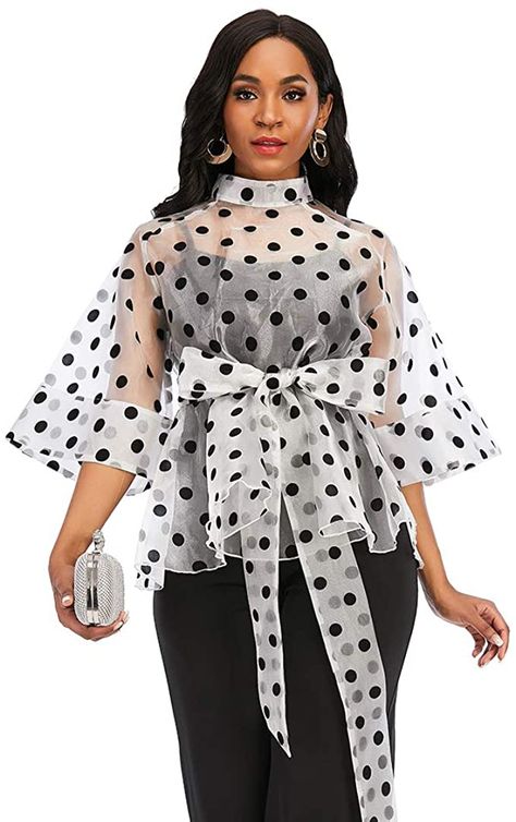 Organza Tops Blouses, Organza Tops, Without Bra, Organza Blouse, Organza Top, Preppy Casual, Classy Casual Outfits, Latest African Fashion Dresses, Peplum Blouse