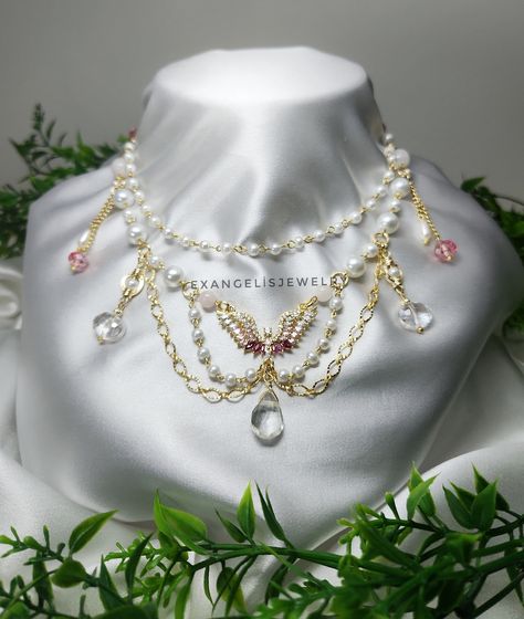 Fairycore Necklace, Pearl Choker Necklace, Pearl Choker, Beaded Necklaces, Schmuck Design, Diy Jewelry, Phoenix, Necklace Etsy, Knit Crochet