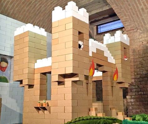 Giant Cardboard Building Blocks Building Blocks Ideas, Cardboard Bricks, Cardboard Building Blocks, Cardboard Building, Giant Building, Giant Building Blocks, Lego Themed Party, Winter Wonderland Theme, Build A Fort