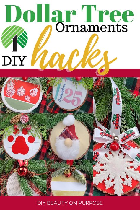 Diy Dollar Tree Ornaments, Dollar Tree Christmas Ornaments, Dollar Tree Ornaments, Dollar General Diy, Christmas Decor 2022, Dollar Tree Christmas, Wooden Tree, Crafts Christmas, Diy Crafts For Home Decor