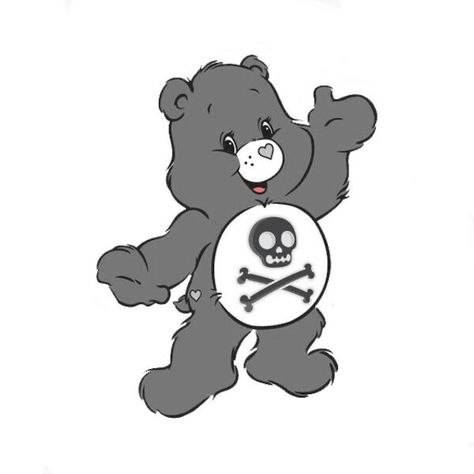 Yellow Care Bear, Grumpy Care Bear, Care Bear Tattoos, Halloween Wallpaper Cute, Bear Halloween, Bear Tattoo, Dark Art Tattoo, Skull Logo, Bear Pictures