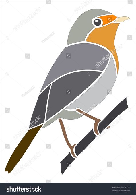 Stained Glass Robin Pattern, Bird Stencil Patterns, Stencil Bird, Bird Stencils, Bird Quilt Blocks, Bird Template, European Robin, Bird Stencil, Stained Glass Patterns Free